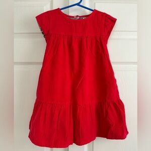 Mini Boden lined corduroy dress in Poppy Red, Size 4-5Y, like new